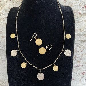 Sterling silver necklace with coin accents made in Italy and earrings